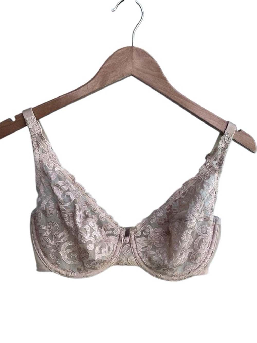 Wacoal Lace Underwire Bra Beige Nude 34DD Full Coverage Comfort